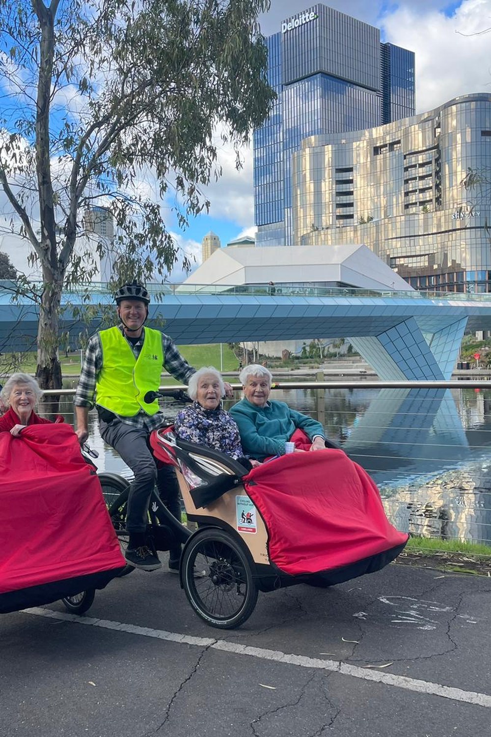 Cycling Without Age volunteers and passengers in Adelaide